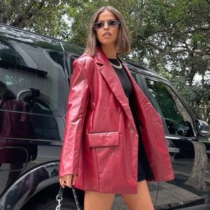 Princess Polly red leather blazer